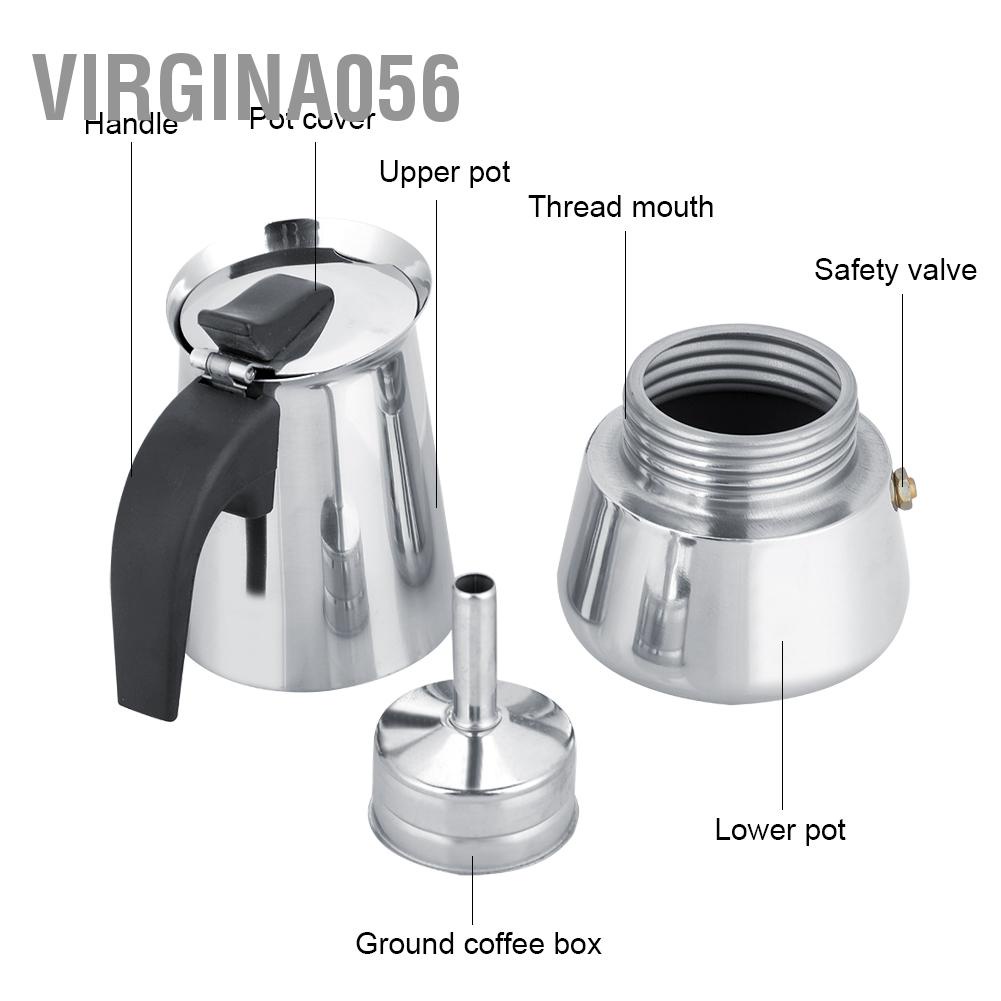 Có thể bán buôn Bình cà phê bằng thép không gỉ di động Moka Espresso Maker Mocha Virgina056 Hàng giao ngay