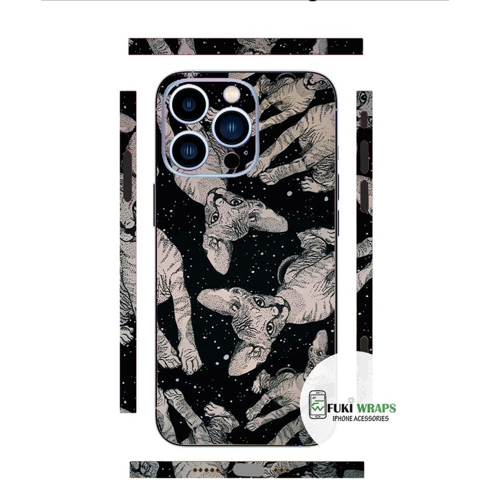 Tấm dán Skin Mặt Sau Mèo Ai Cập FULL VIỀN Dành Cho 13prm , 12prm , 11prm , x , xsm , ip11 , ip12 , ip13 - FukiShop