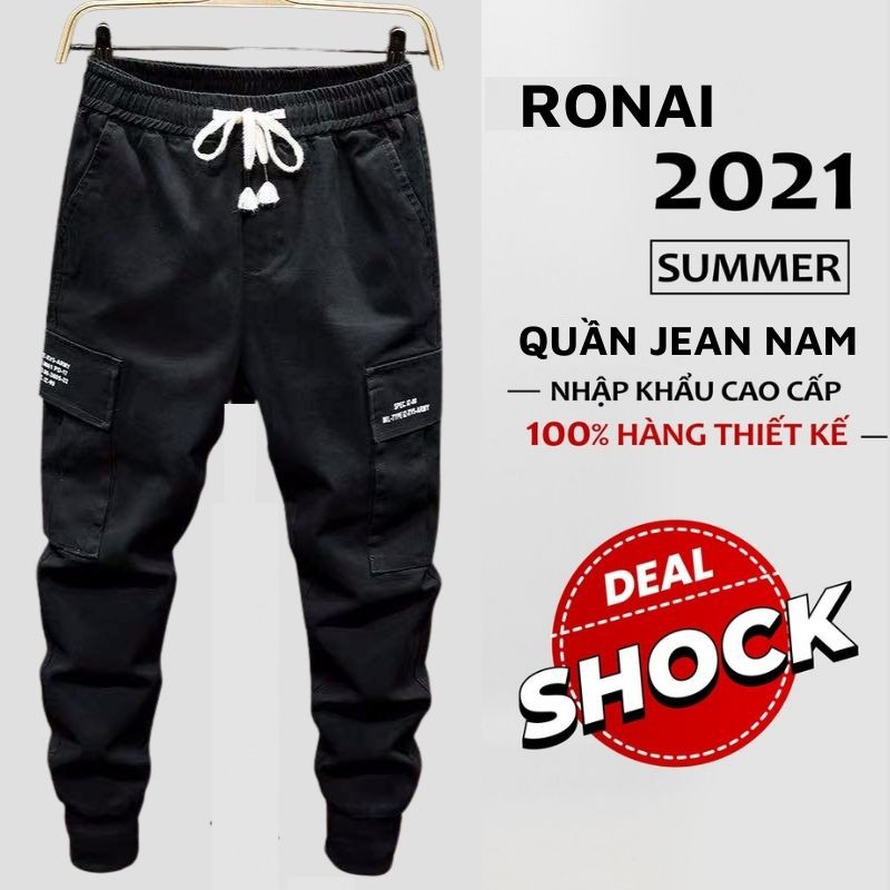 Quần jean nam cao cấp, quần bò cạp chun ống rộng hàng VNXK năng động Ronai