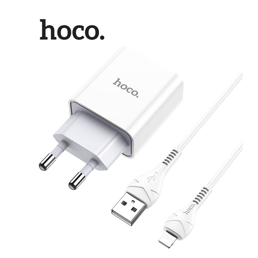 Bộ sạc 2.1A Hoco C81A chân tròn 1 cổng USB kèm dây sạc dành cho iPhone/iPad dài 1M