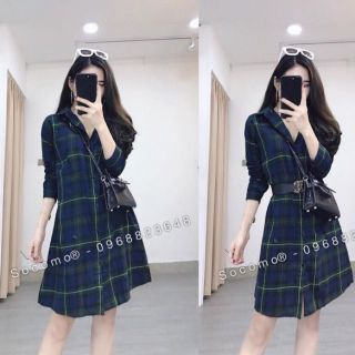 Đầm sơ mi kẻ suông_đầm suông đẹp
