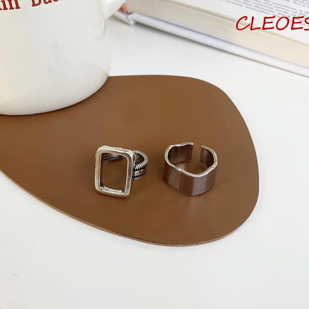 Set 2 Nhẫn Hở Phong Cách Cổ Điển Cho Nữ|Bông Tai Hình Học Màu Sắc Cá Tính