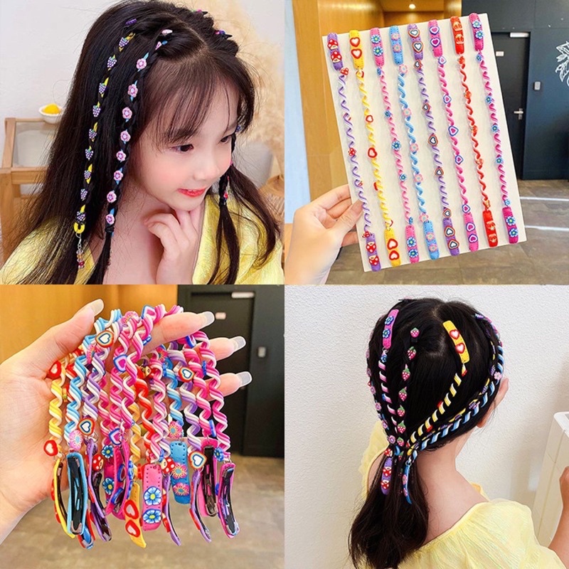 Kẹp tóc trang trí phối dây lò xo quấn tóc theo lọn phong cách hàn quốc