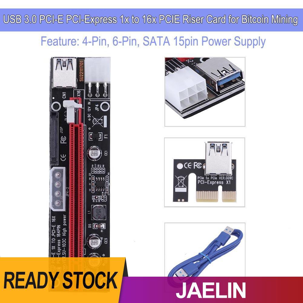 Card Mở Rộng Pcie 4pin 6pin Sata 1x Sang 16x Cho Mining