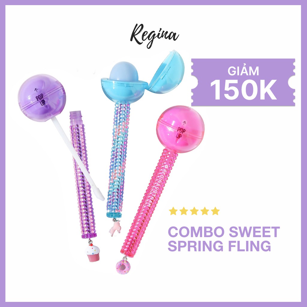 [CÓ SẴN - CHÍNH HÃNG] COMBO SWEET SPRING FLING | BỘ 3 CÂY SON 2 TRONG 1 { Bóng + Dưỡng } | Glossy Pops