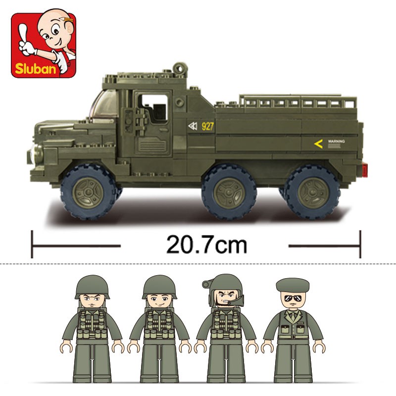 230 PCS Sluban Building Blocks Educational Kids Construction Toy Army APC Tank Military Jeep B0301