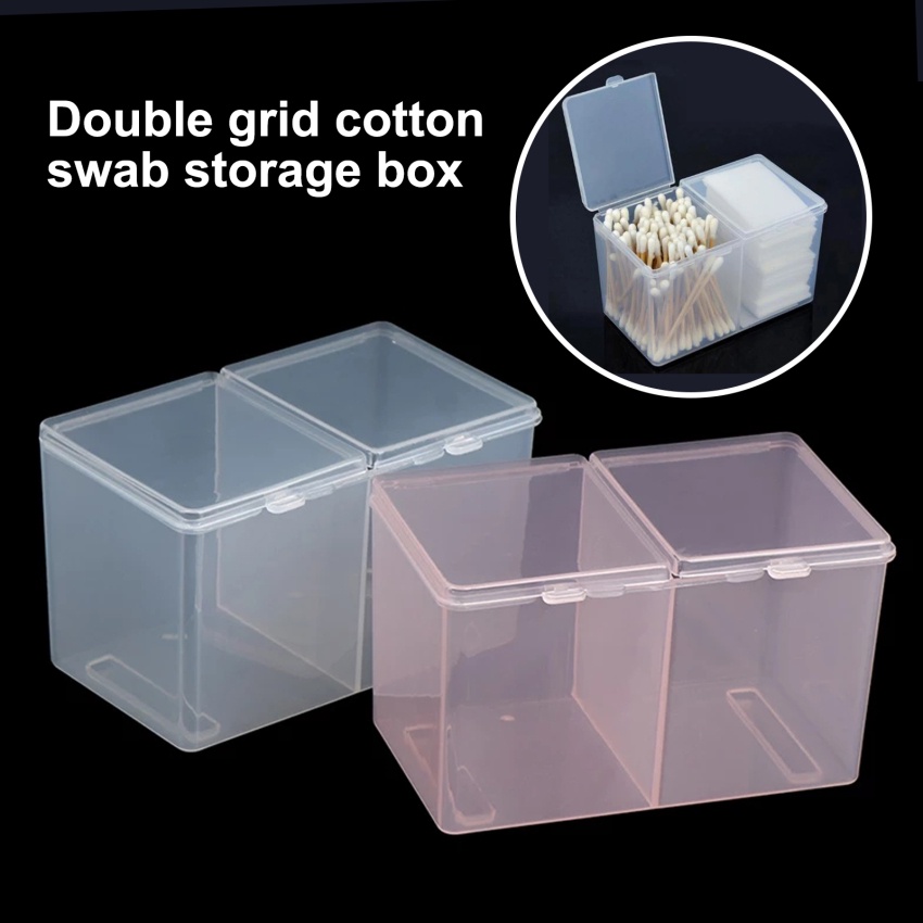 Hộp Đựng Tăm Bông / Bông Tẩy Trang Hai Ngăn Tiện Lợi