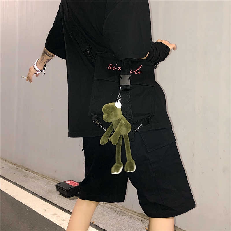 Wild INS canvas shoulder bag men and women oblique bag zipper Harajuku frog doll