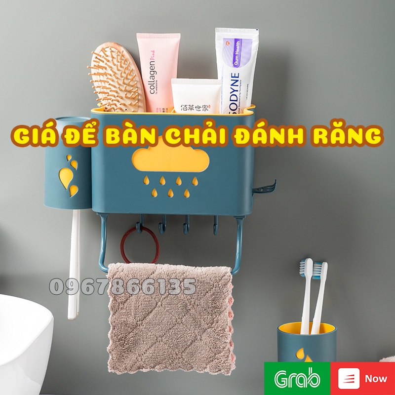 Giá Nhà Tắm Để Bàn Chải Đánh Răng Kèm 2 Cốc – Kệ Phòng Tắm Đa Năng 2in1