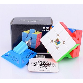 💕freeship💕 rubik nam châm 3x3x3 bn3m moyu meilong 3m stickerless - tặng đế rubik và vít
