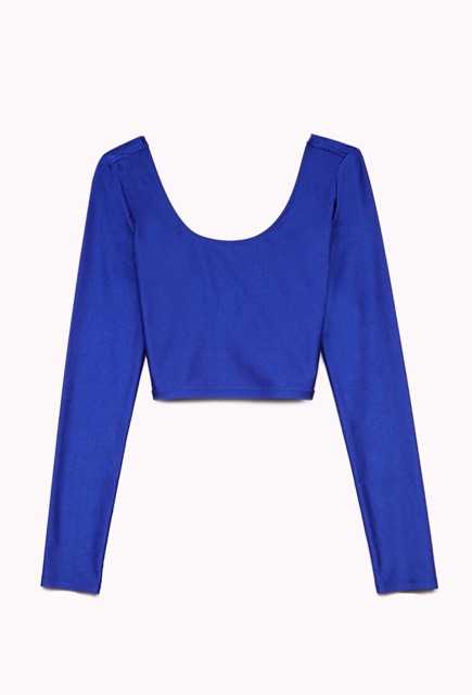 Áo croptop vải bóng dài tay hiệu Forever21