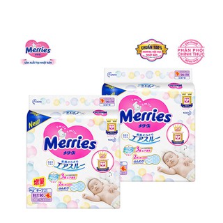 Combo 2 Tã/bỉm dán Merries size NB - 90 + 6 miếng (Cho bé dưới 5kg)