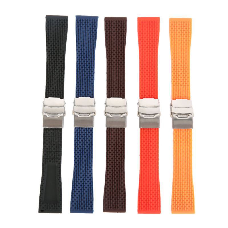 Silicone Rubber Watch Strap Band Deployment Buckle Waterproof Watchband