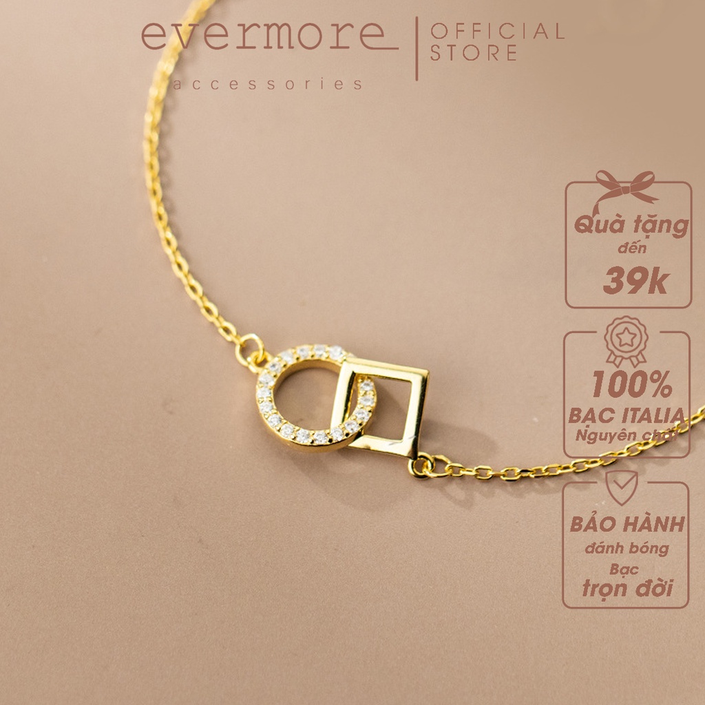 Vòng tay bạc EVERMORE, lắc tay vuông tròn bạc Ý 925 nguyên chất thanh lịch, minimalism - L008