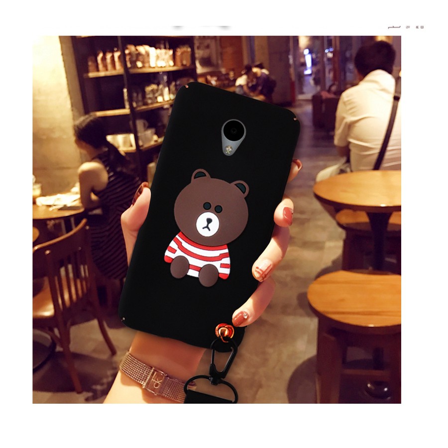 Meizu M3S M3 Note M5 Note M5C M5S MX6 M6 Case Carton Bear With Strap phone case