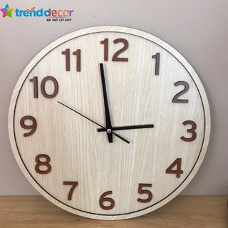Đồng hồ gỗ treo tường chất liệu gỗ máy kim trôi thiết kế in theo yêu cầu decor trang trí nhà và quán cafe