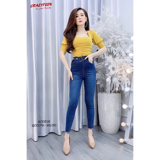 Aó Thun Kiểu Cổ Vuông Tay Phồng Thiết Kế CRAZYTEEN (AC0316)