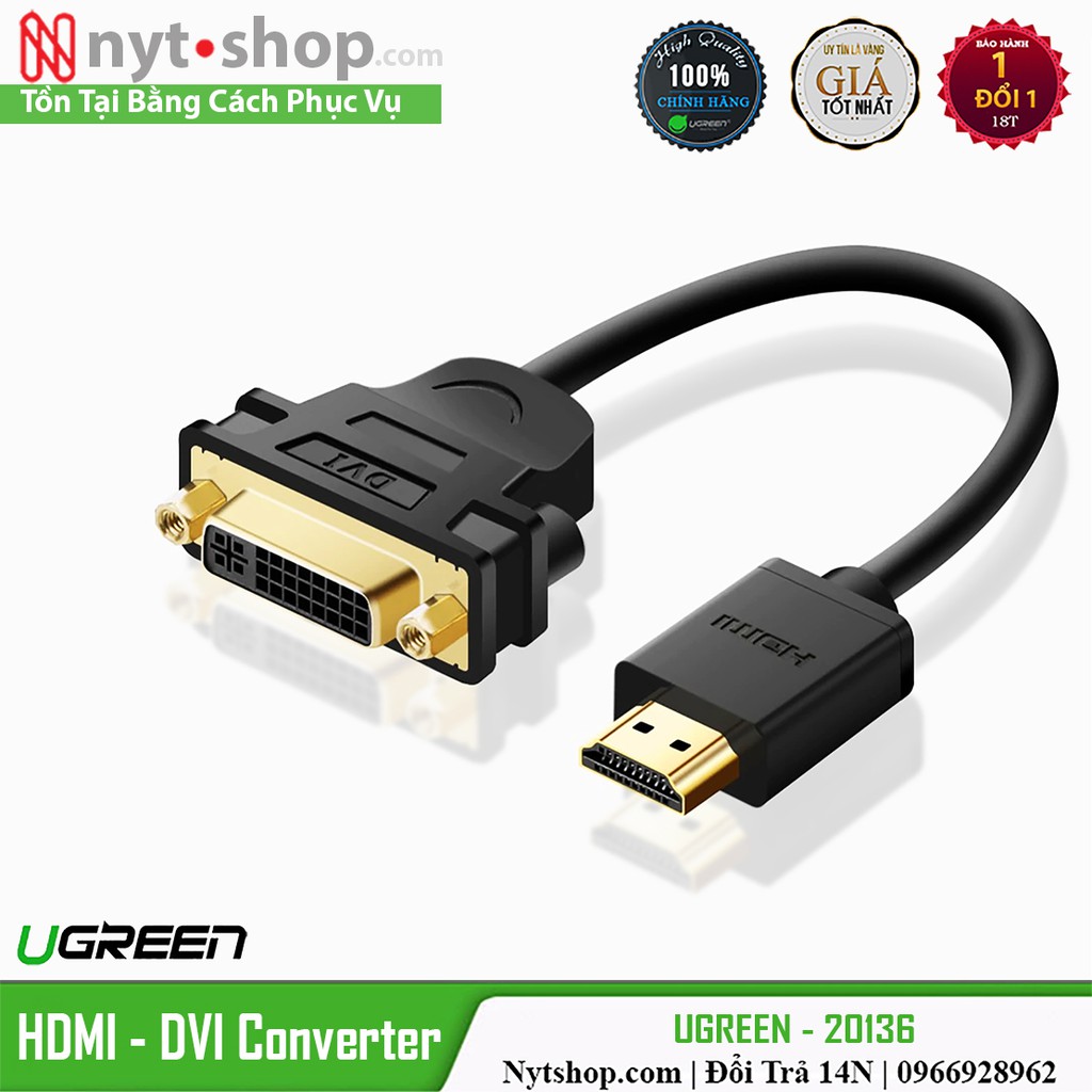 Cáp HDMI ra DVI(24+5) Full HD 1080P Cao Cấp UGREEN 20136