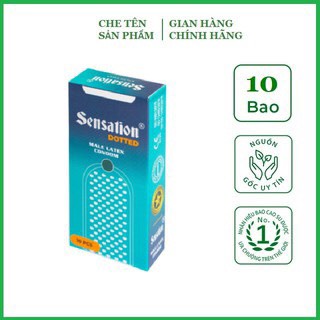 Bao cao su Sensation Dotted, bao cao su gân gai nhỏ, kéo dài thời gian yêu, tạo cảm giác mới lạ, hộp 10 bcs