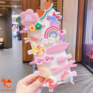 Set 14 kẹp tóc cho bé họa tiết dễ thương