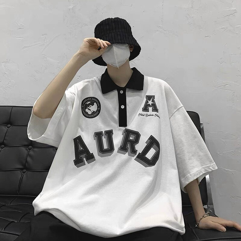 Áo Thun Polo Form Rộng Tay Lỡ Unisex Nam Nữ AURD Siêu Cá Tính Camshop