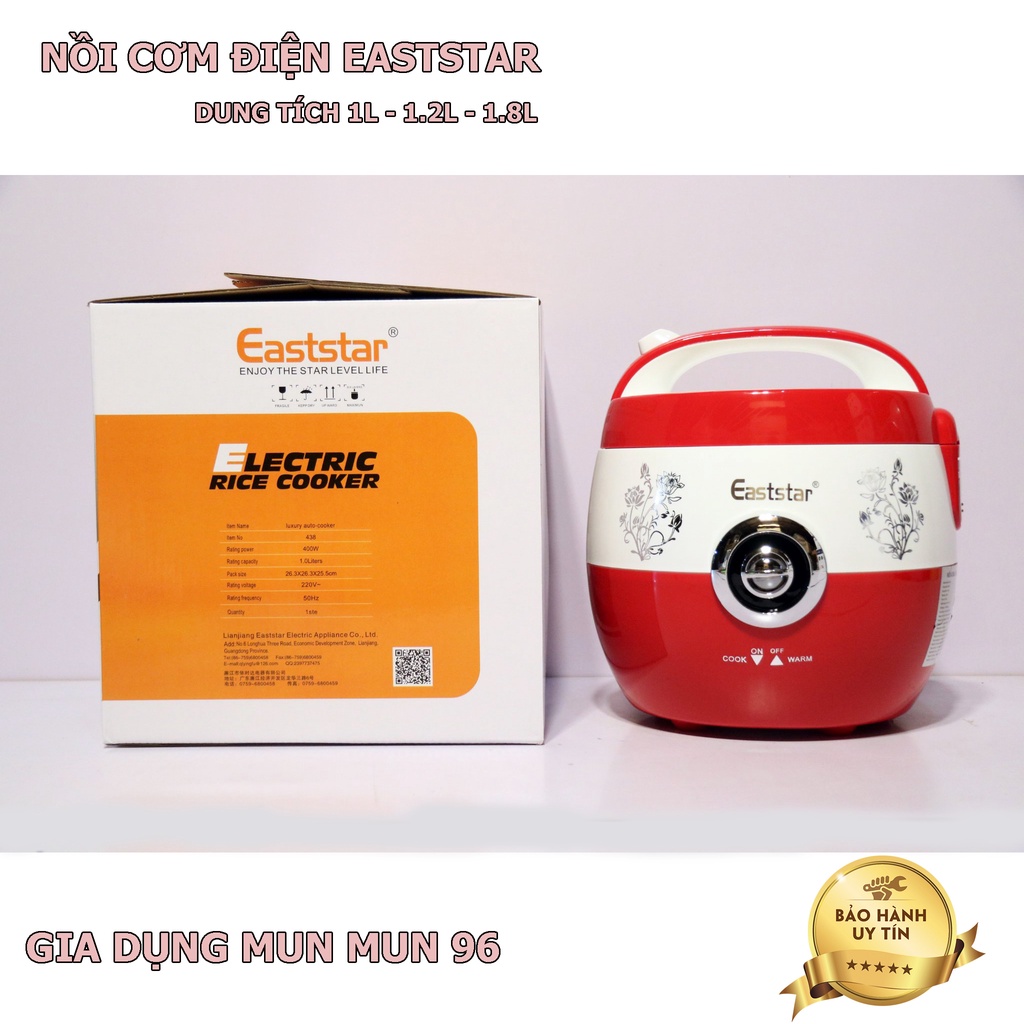 Nồi cơm điện Eaststar 1L - 1.2L - 1.8L Công xuất 400-700W, Lòng niêu siêu dày nấu cơm ngon Hàng chính hãng BH 12 Tháng