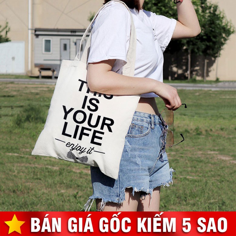 Túi Vải Tote This is Your Life Có Dây Kéo P1520