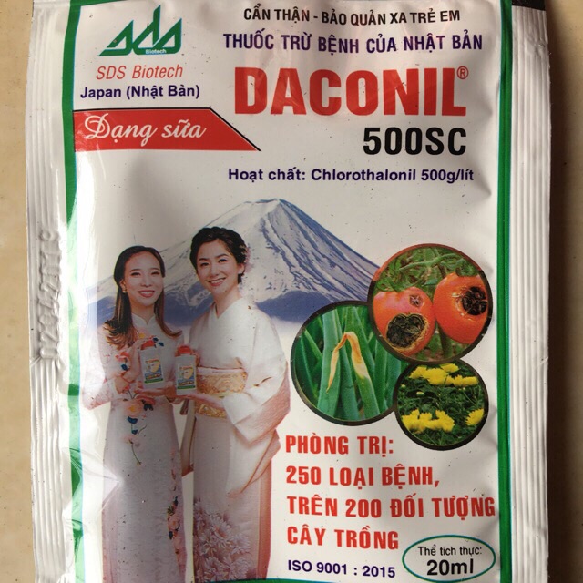 Daconil 500SC gói 20ml trị thán thư, phấn trắng, đốm lá, sương mai