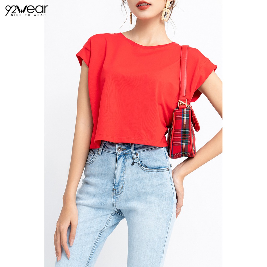 Áo thun croptop nữ 92WEAR đủ màu, đủ size, sát nách ATW0840 | BigBuy360 - bigbuy360.vn