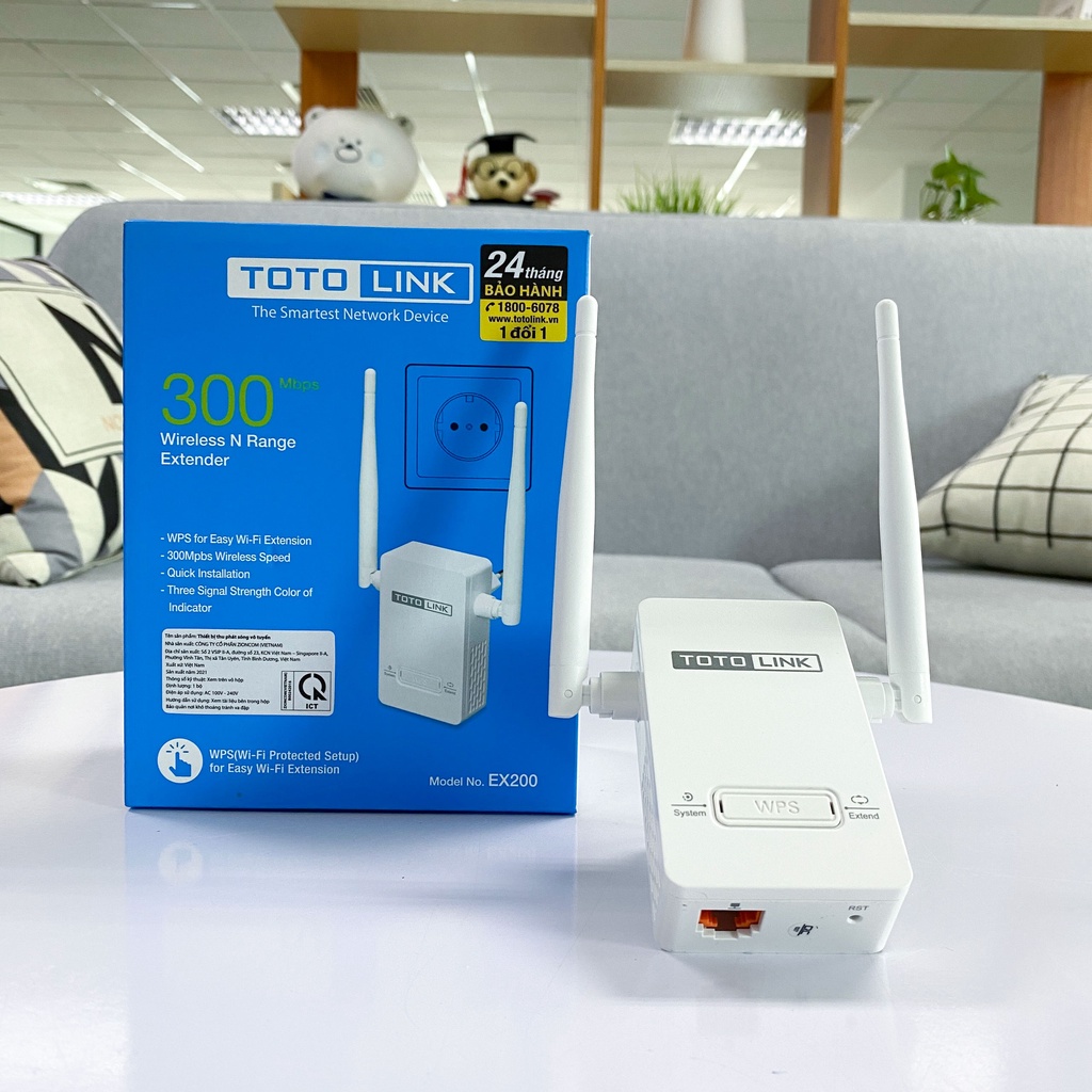 [Mã LTP50 giảm 50000 đơn 150000] Repeater kích sóng wifi chuẩn N 300Mbps TOTOLINK EX200_V2