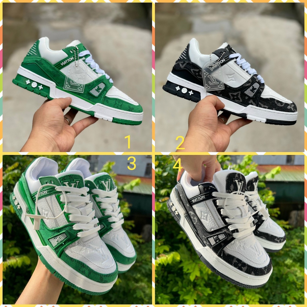 Giày LV_ Xanh lá, Đen 2 bản cực đẹp, Giày thể thao Nam Nữ, Giày louis vuitton - FREESHIP