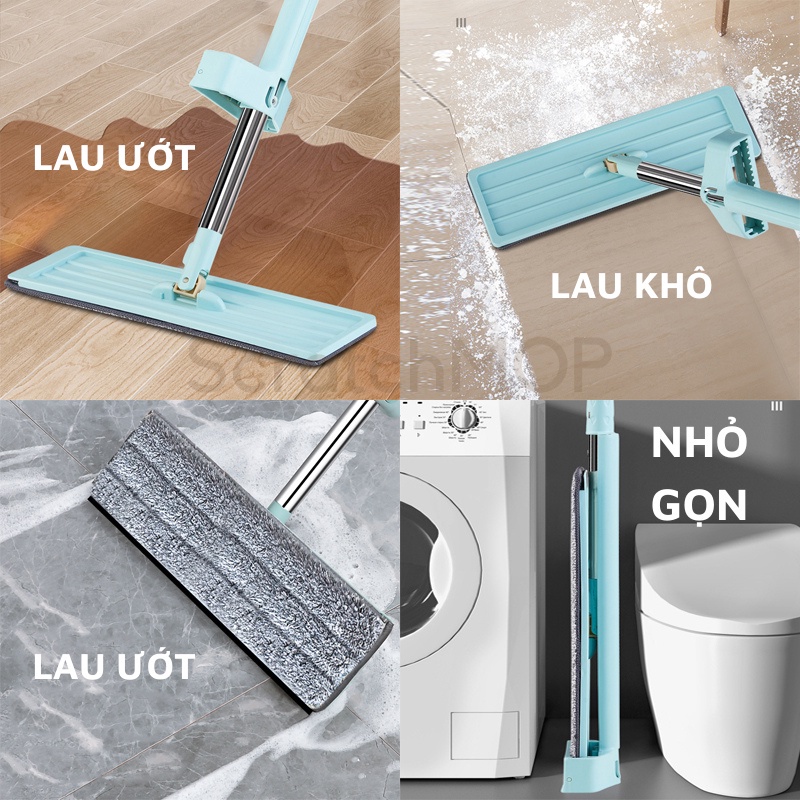 Cây Lau Nhà Tự Vắt Thông Minh 2 In 1 Spin Mop Chổi Lau Nhà Tự Vắt Cao Cấp Tặng Kèm 2 Bông Lau