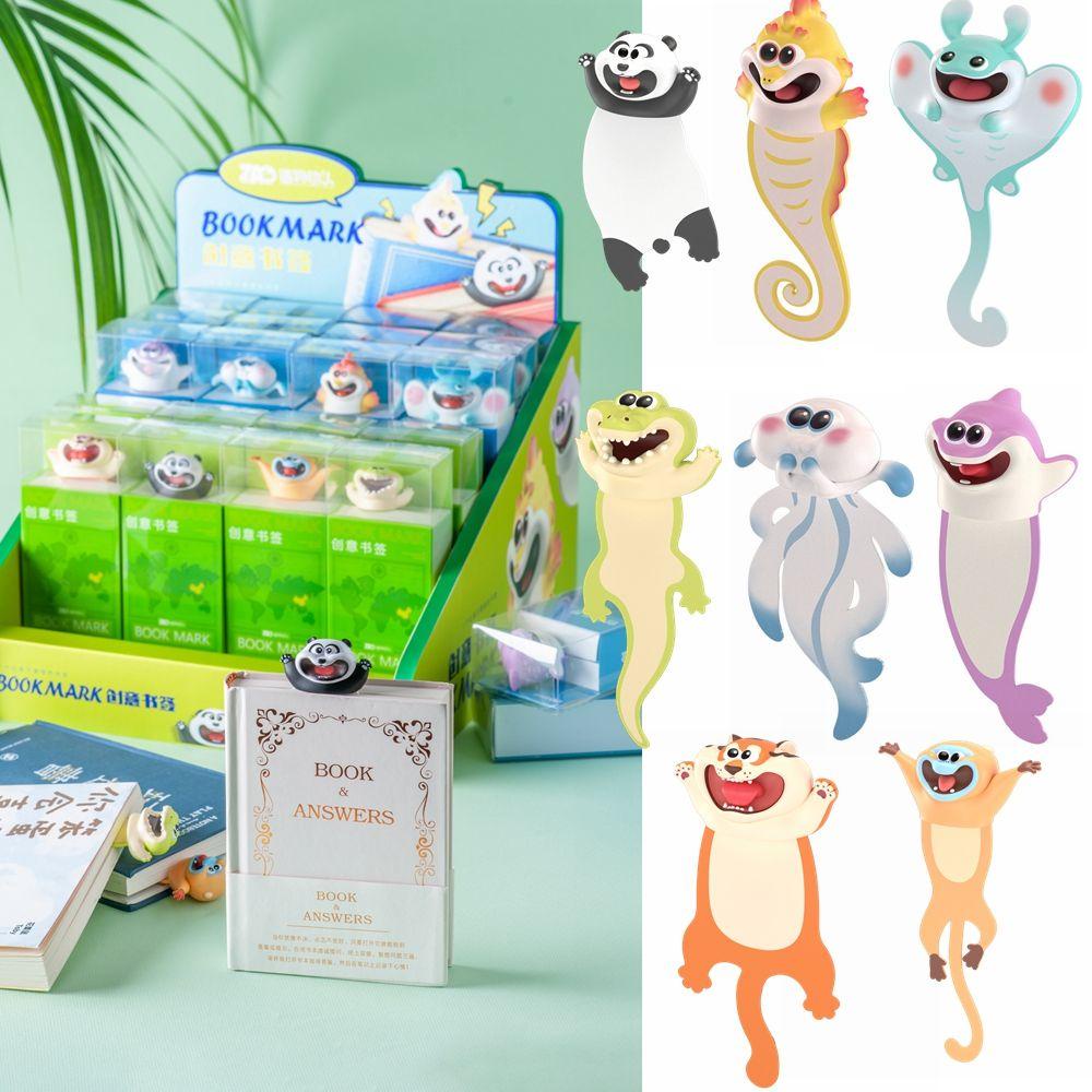 GOGOUP Thẻ Đánh Dấu Trang Sách 3D Bằng PVC Hình Động Vật