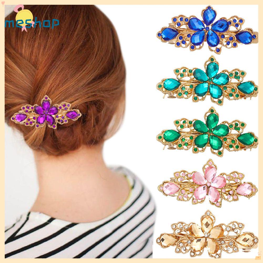 ❦Tôi❦ Kẹp Tóc Hình Hoa Năm Cánh Đính Pha Lê Phong Cách Hàn Quốc