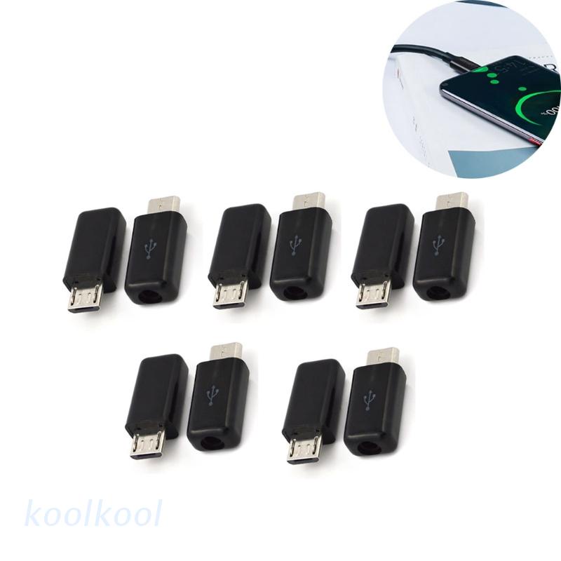 Set 10 đầu nối micro USB loại C 5 Pin kèm vỏ nhựa màu đen