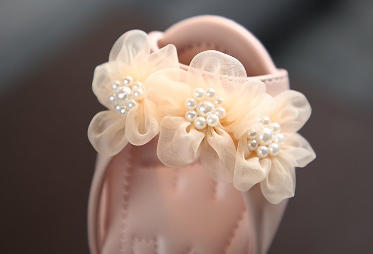 Giày Sandal Quai Dán Đính Hoa Và Ngọc Trai Thời Trang Cho Bé Gái (2-6 Tuổi)