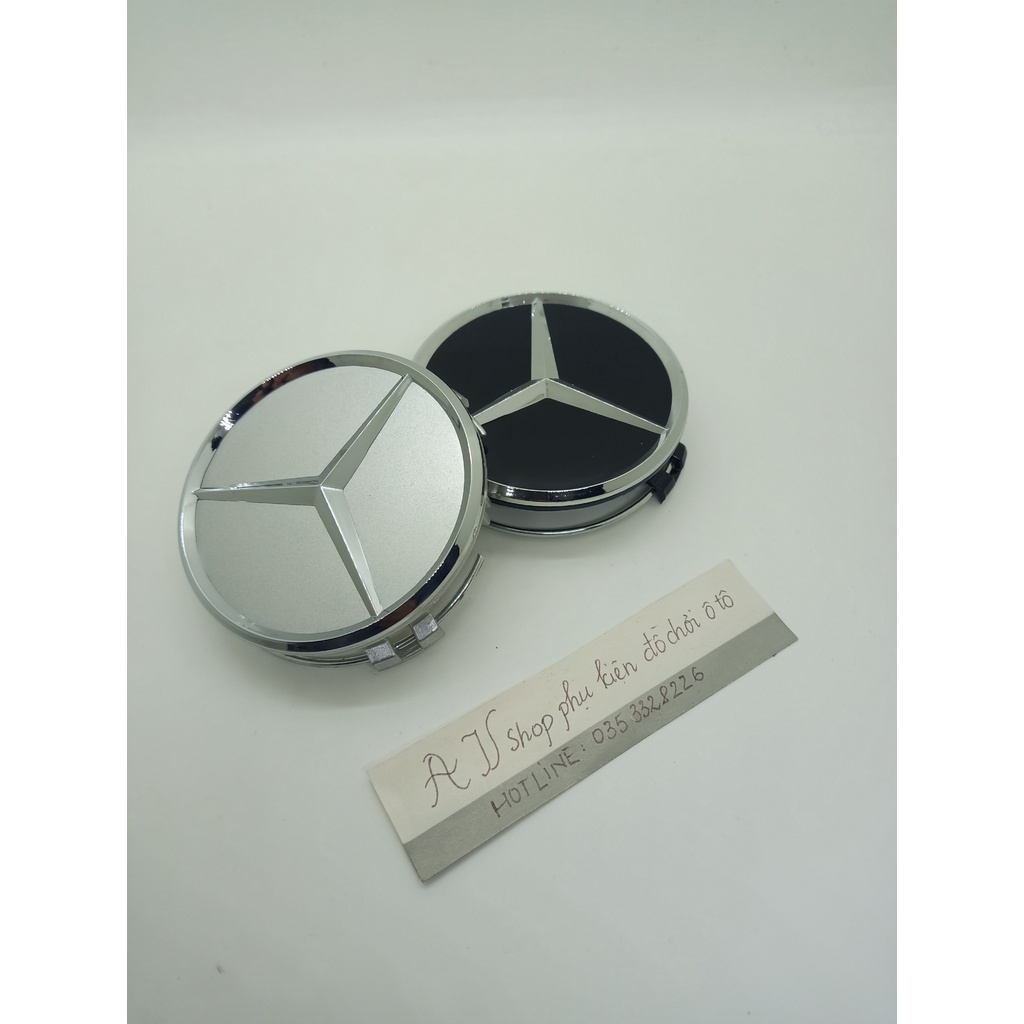 Logo chụp mâm, ốp lazang bánh xe ô tô Mercedes Benz cao cấp  Đường kính 75mm
