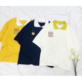 Áo thun polo có cổ thêu gấu brown