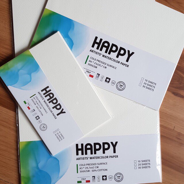 GIẤY VẼ MÀU NƯỚC HAPPY ARTIST 300 GSM