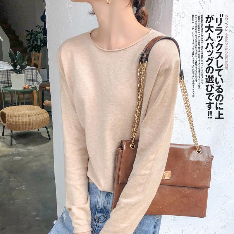 Áo len tay dài cổ tròn dáng ôm thời trang thu đông cho bạn nữ