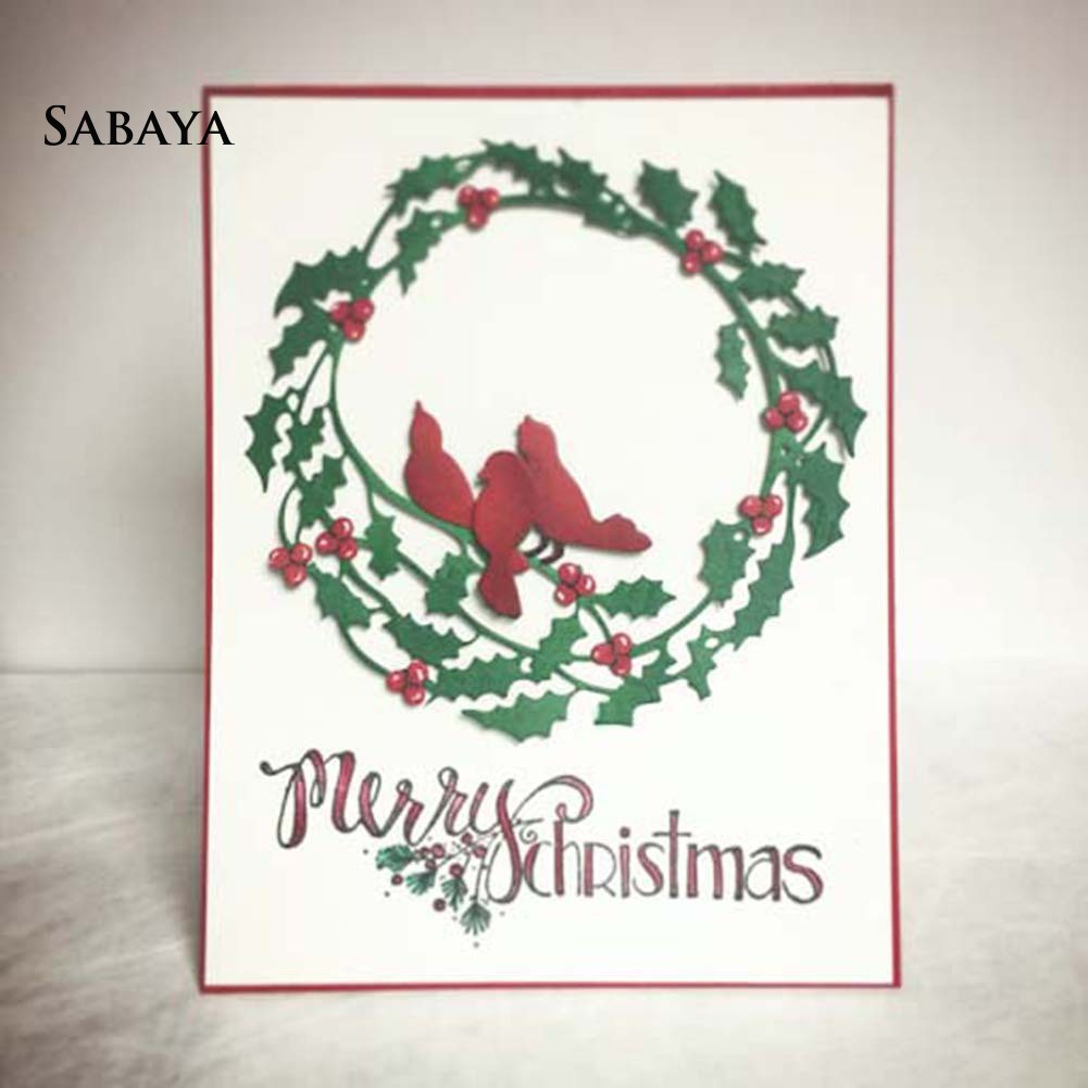 Khuôn cắt giấy làm từ kim loại hình vòng hoa và chú chim trang trí sổ lưu niệm