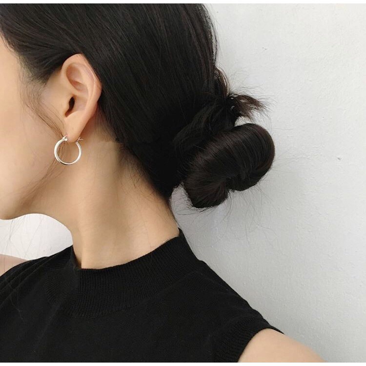 Bông Tai Thép Titan Hình Tròn Đơn Giản Phong Cách Âu Mỹ Cá Tính A41