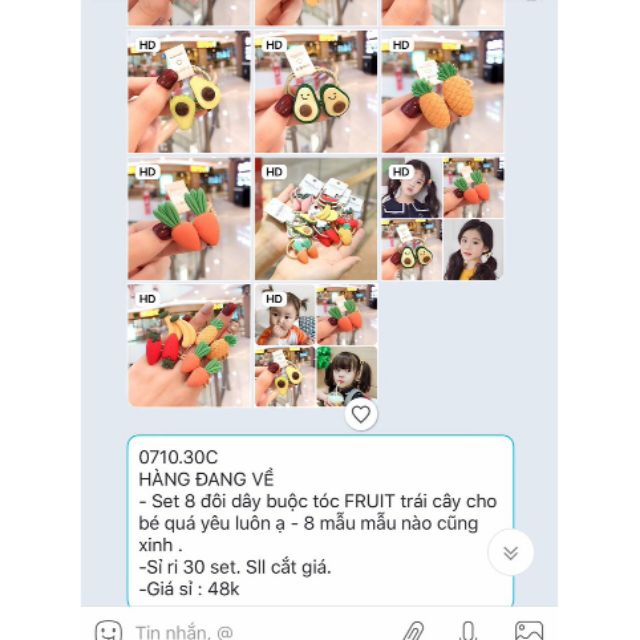 Sét 8 đôi dây buộc tóc trái cây fruit