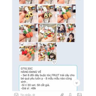 Sét 8 đôi dây buộc tóc trái cây fruit