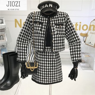 [Hàng có sẳn] Set dạ tweed JIOZI thời trang Hàn Quốc D03