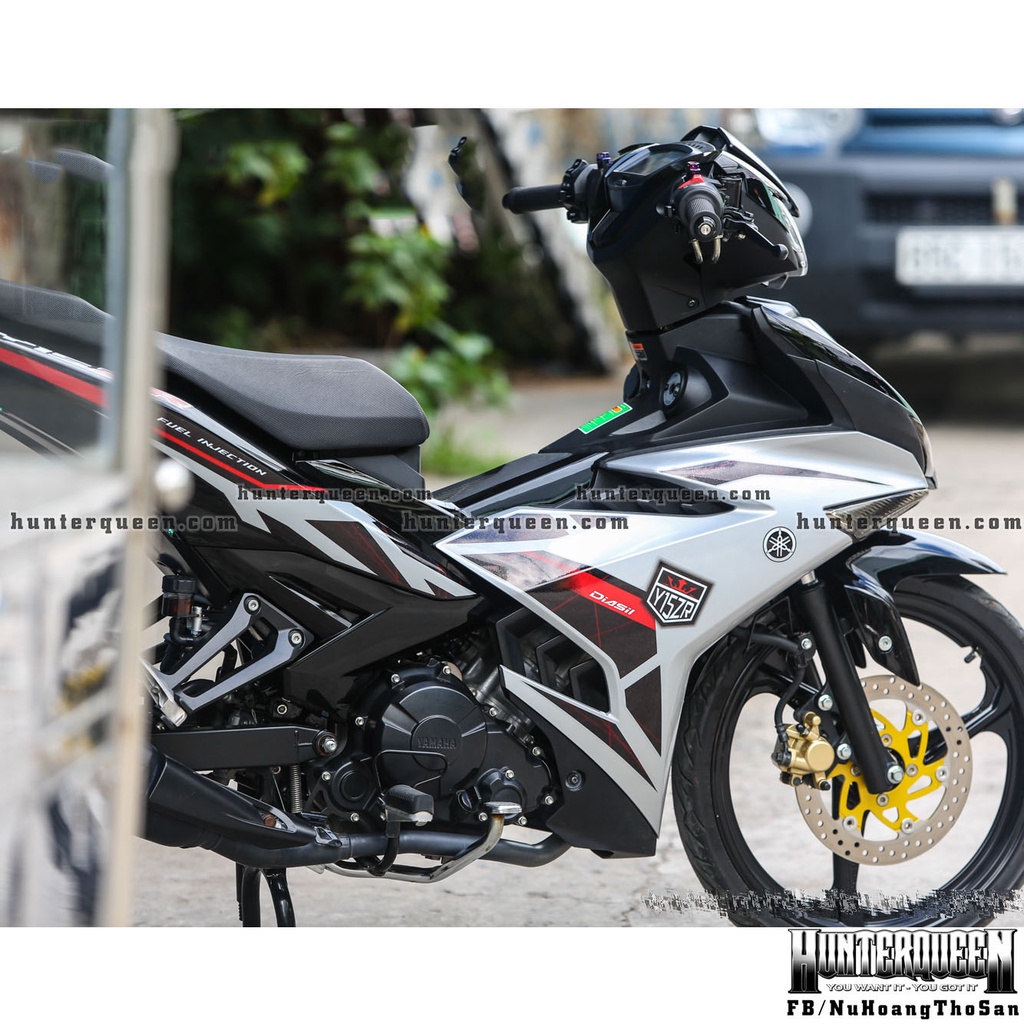 Tem rời in UV cao cấp, dán xe Exciter 150 đen bạc. Mẫu Y15ZR mới nhất, đỉnh cao tem chế. Không bay màu, tặng logo