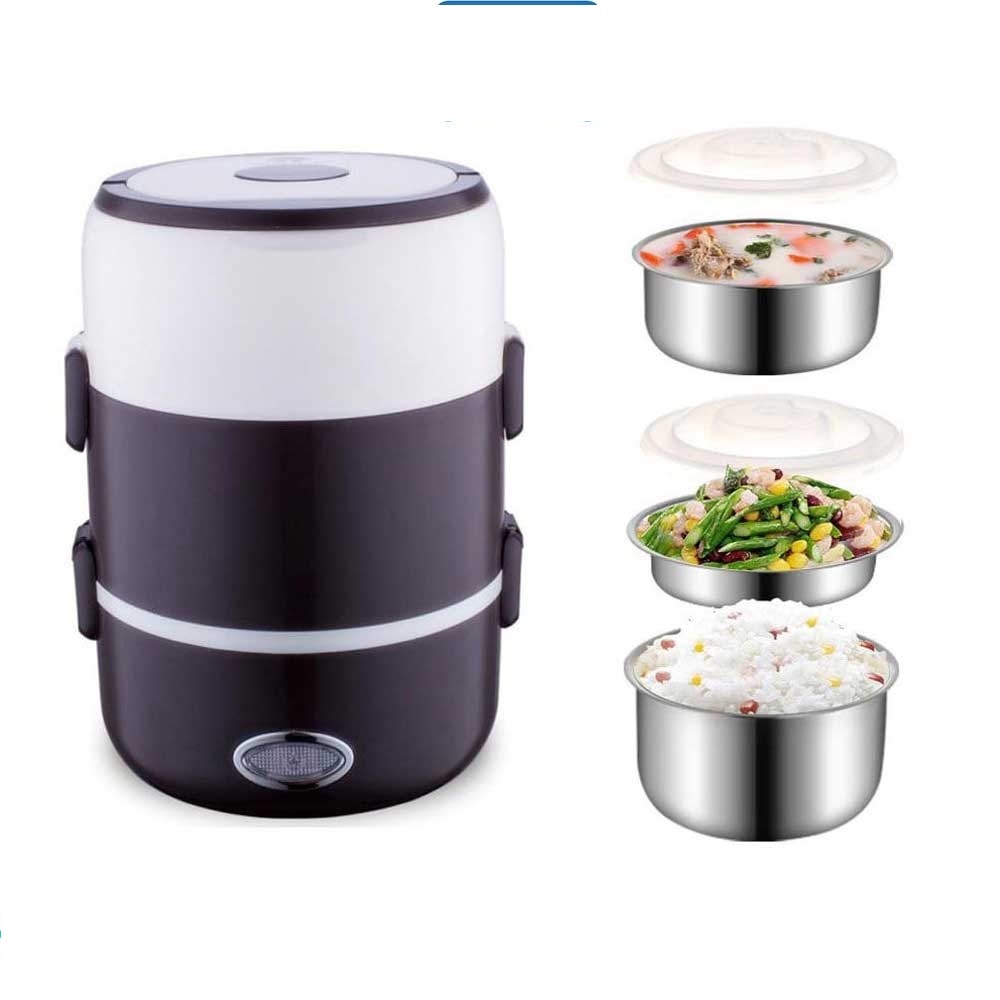 Tặng Sticker  Hộp Cơm Cắm Điện Hâm Nóng Inox Cao Cấp 3 Tầng Đa Năng Làm Nóng Nhanh An Toàn Chính Hãng - HÀNG MỚI VỀ