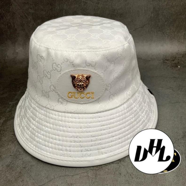 Mũ Bucket Viền Da GC Gấu Trắng Full Tem Thời Trang Cao Cấp Nam Nữ