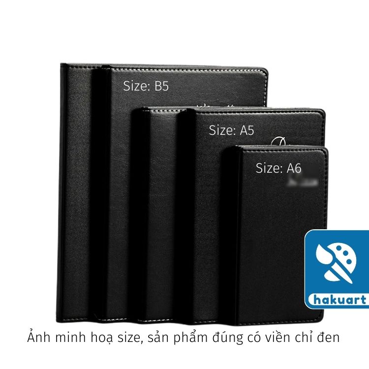 Sổ tay Journal bìa da PU  giấy kẻ dòng, trắng ngà size A5 B5 - Họa Cụ Hakuart