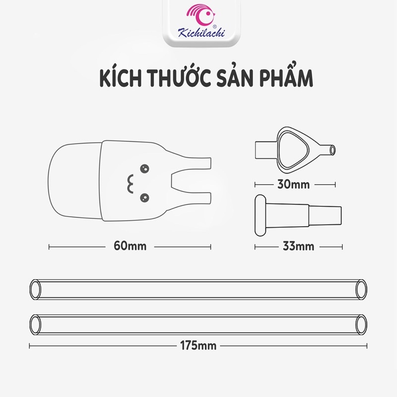 Dây hút mũi silicon siêu mềm KICHILACHI không BPA độc hại, dây hút vệ sinh mũi sạch sẽ không gây đau cho bé